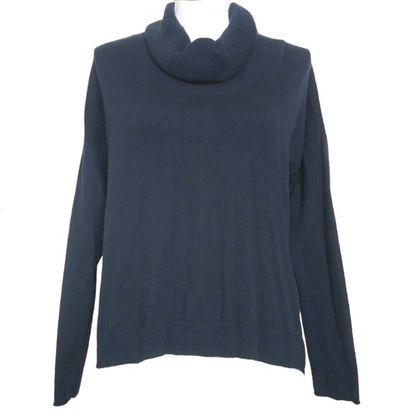 JCP Cashmere Blend Navy Blue Sweater Petite Size XL Cowl Neckline - Picture 1 of 5